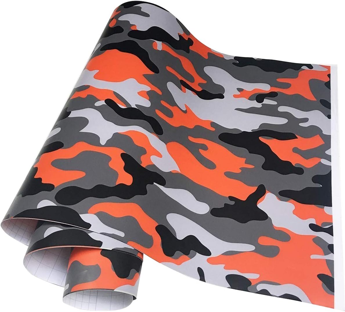Orange Black Camo Vinyl Wrap Car Camouflage Vinyl Film Air Release Vehicle Sticker Matte Car Vinyl Wrapping for Car Bike Laptop Boat Motorcycle, 30x150cm