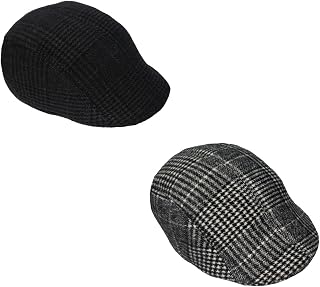 Combo of Unisex Classy & Retro Style Woolen Golf Cap (Black & Grey) Price In India
