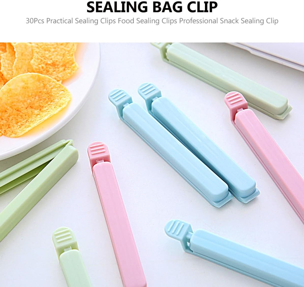 Generic 30pcs Food Sealing Clips for Bags and Plastic Bags Dustproof and Keep Food Fresh for Kitchen and Home Use Random Color