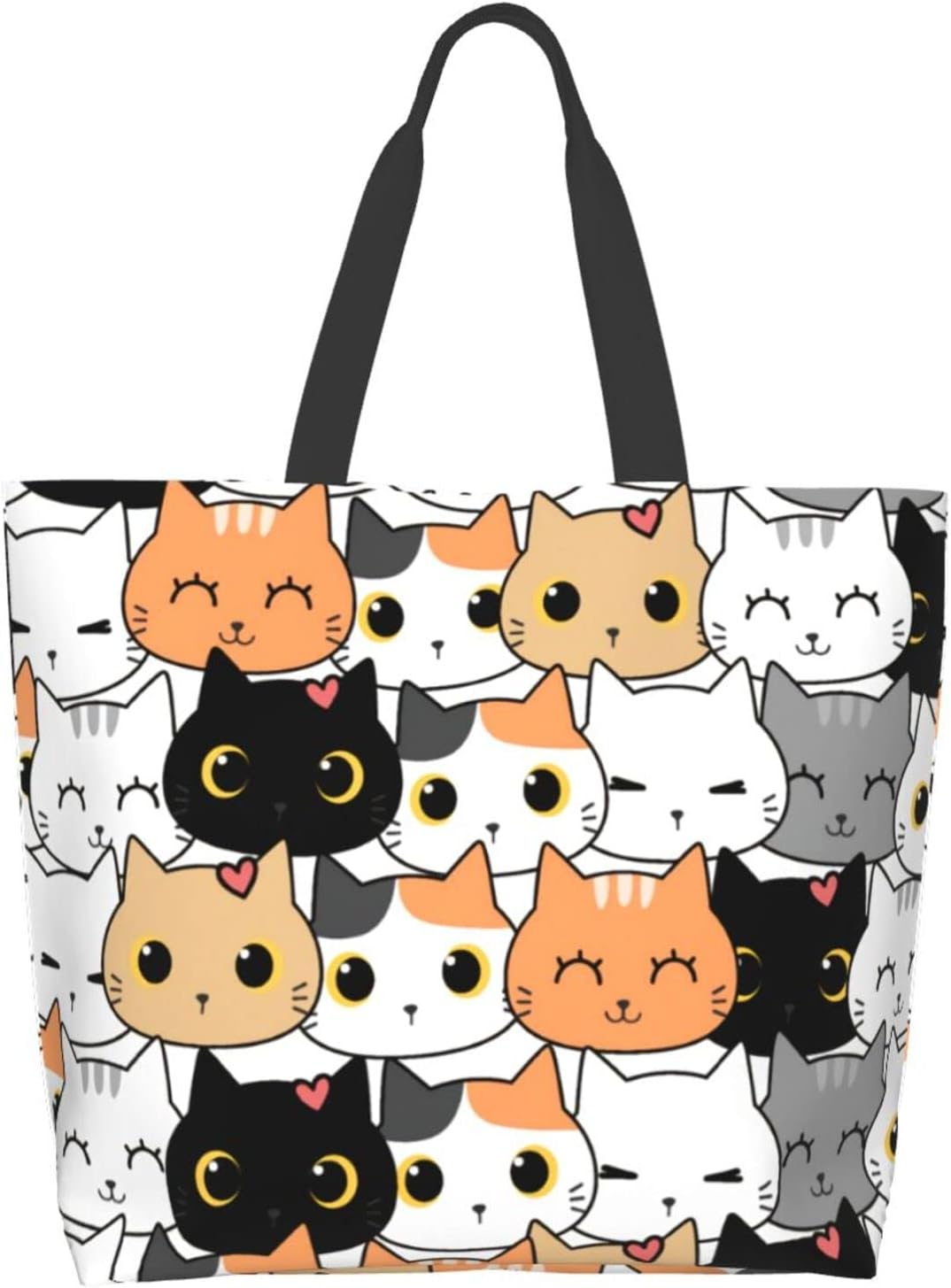 ASYG Cat Tote - Cute Large Shoulder Bag, Casual Reusable Handbag for Women, Shopping & Grocery Work Bag