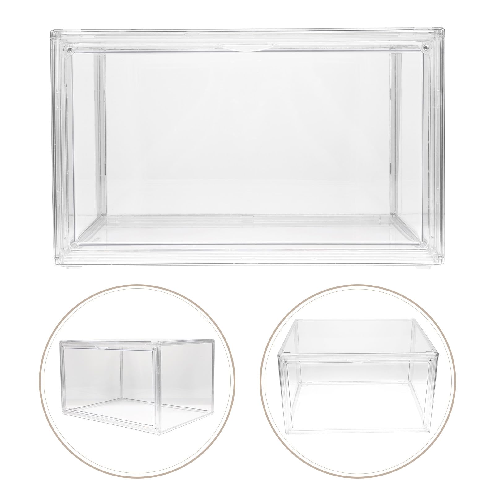 SHINEOFI Caja Almacenaje Transparente Apilable con Tapa Organizador de Libros y Oficina Estilo Modulo para Escritorio Dormitorio y Estudio Sealed y Bookshelf
