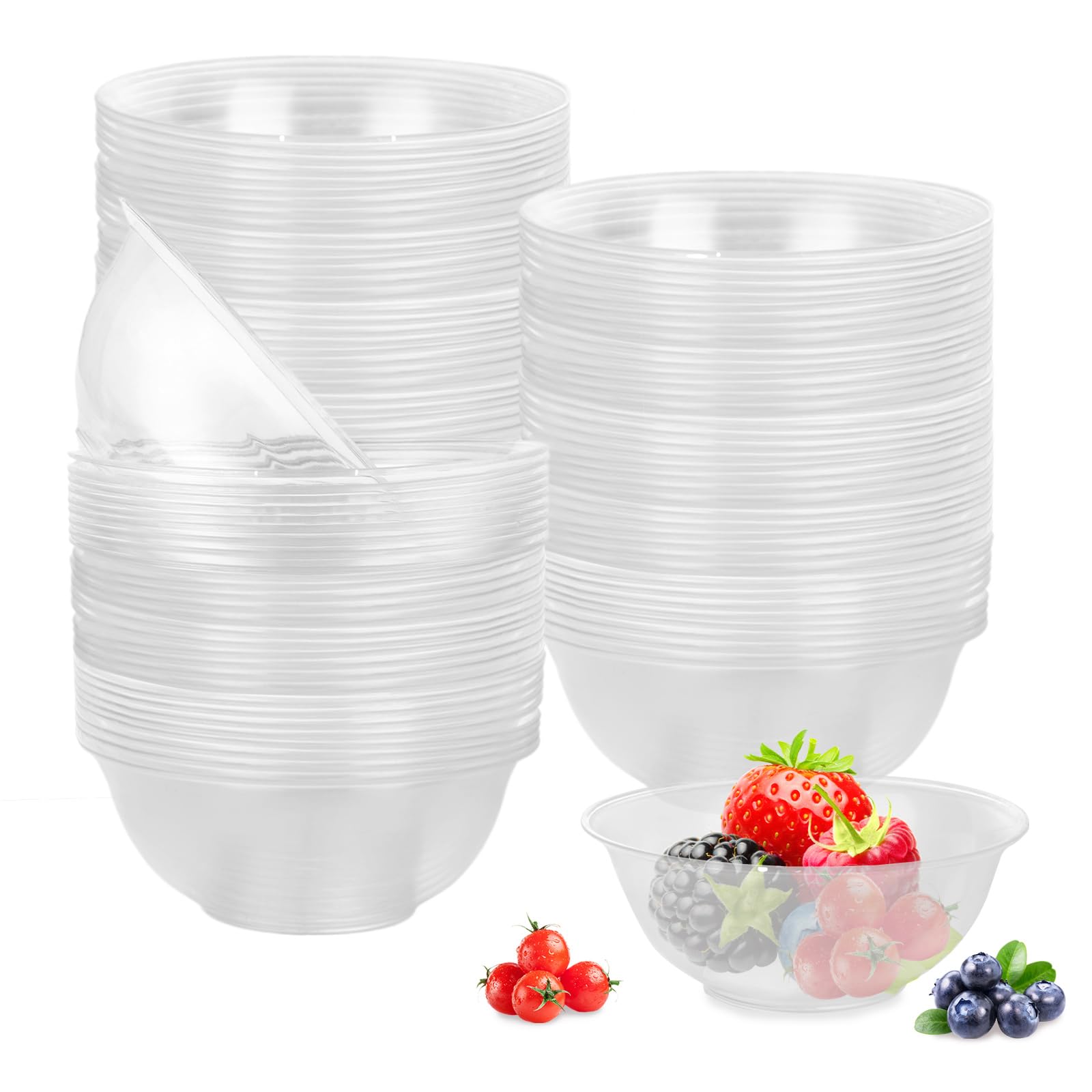 100 PCS 6OZ Hard Plastic Dessert Bowls Clear Salad Bowl Disposable Soup Ice Cream Candy Serving Bowls for Fruit Salads Quinoa Ice Cream Clear Serving Bowls for Wedding Birthday