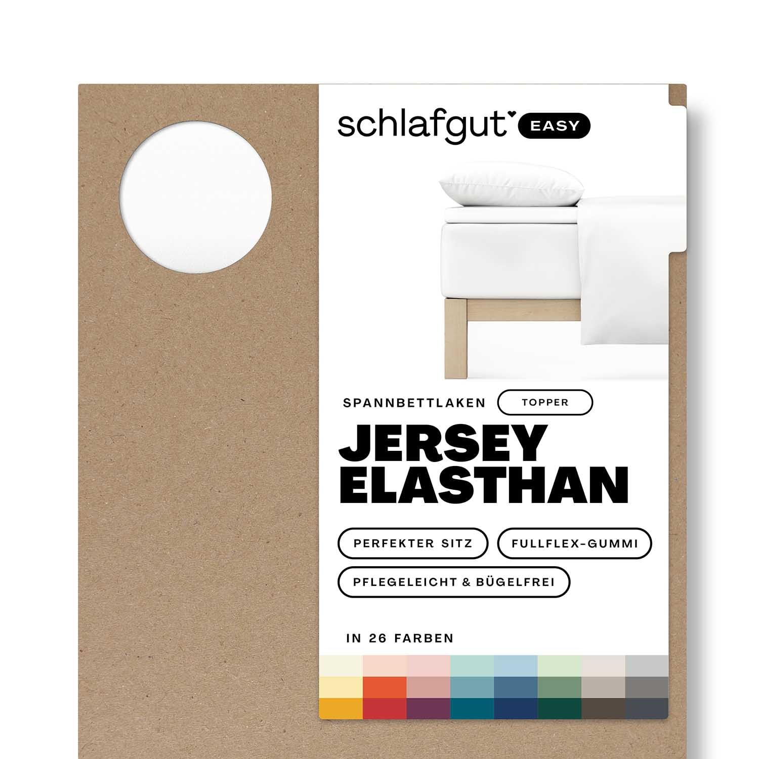 schlafgut Easy Topper Spannbettlaken 180x200 cm Jersey, Full-White | Bettlaken, Spannbetttuch 200x200, 200x220 cm, Weiß, Topper, bis 10 cm Steg, Baumwolle Elasthan, OEKO-TEX