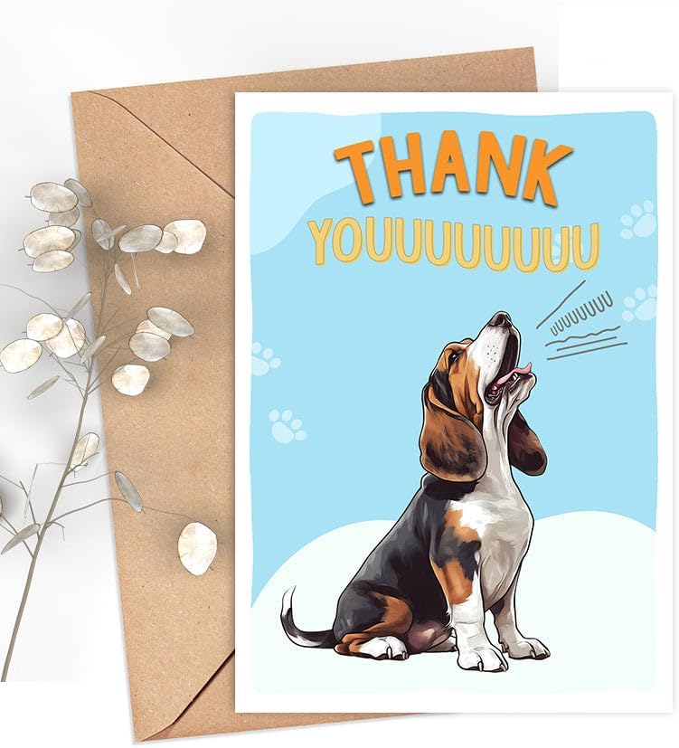 Basset Hound Dog Card, Dog Thank You Card, Cute Pun Thank You Card For Him Her, For Friends, Teacher, Boss, Coworker, Dog Lover Gift, Veterinarian Thank You Gift, Basset Hound Dog Lover - Image 2