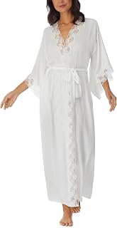 Eileen West Bridal Sleepwear & Loungewear for Women - Santorini Dream Collection - Satin & Lace Ballet Length Wrap Robe