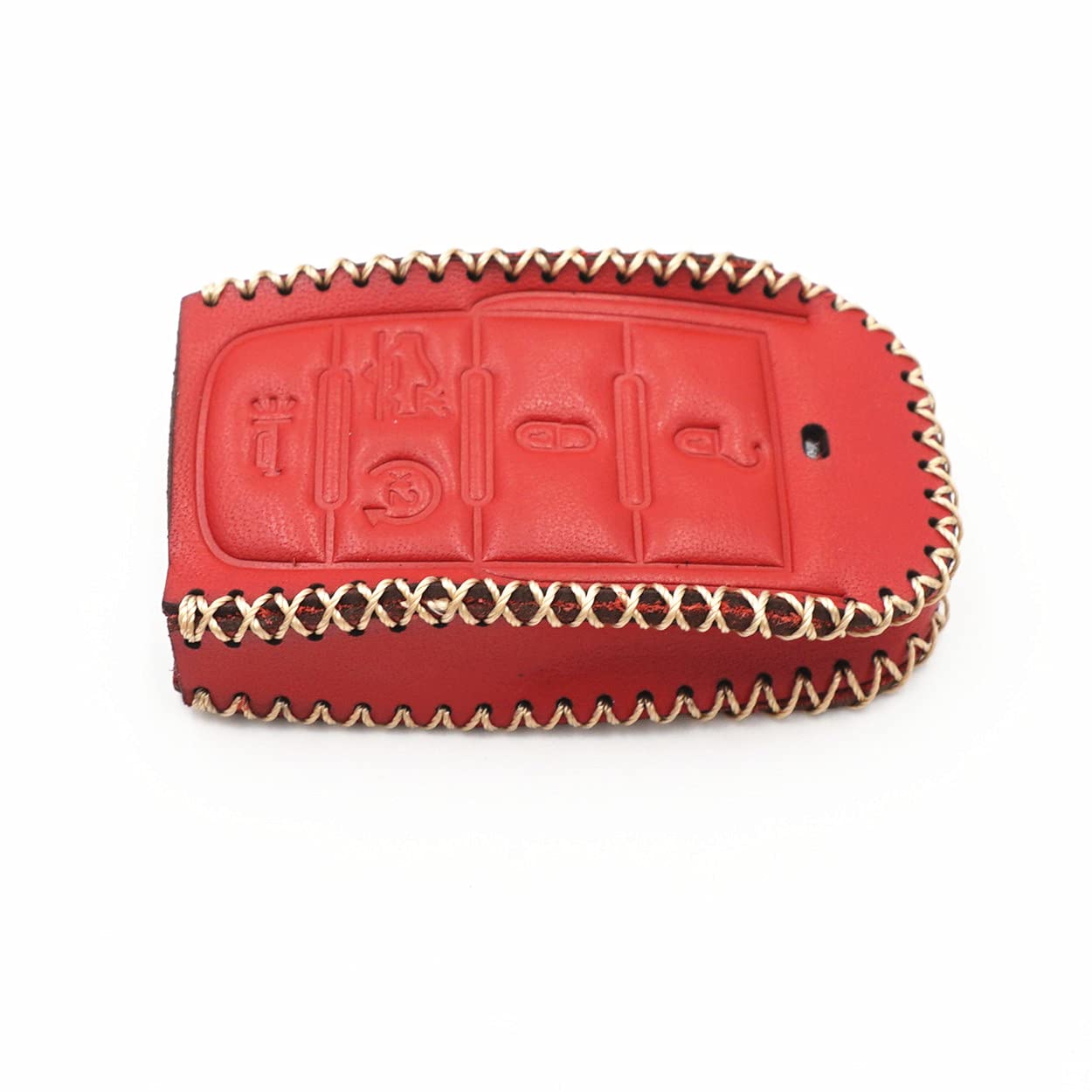 WFMJ Red Leather for 2019 2020 2021 RAM 1500 5 Buttons Key Fob Case Holder Cover Chain