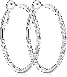 KOSE 14K Gold Hoop Earrings for Women Hypoallergenice,Rhinestone Hoop Earrings with 14K Gold Plated,