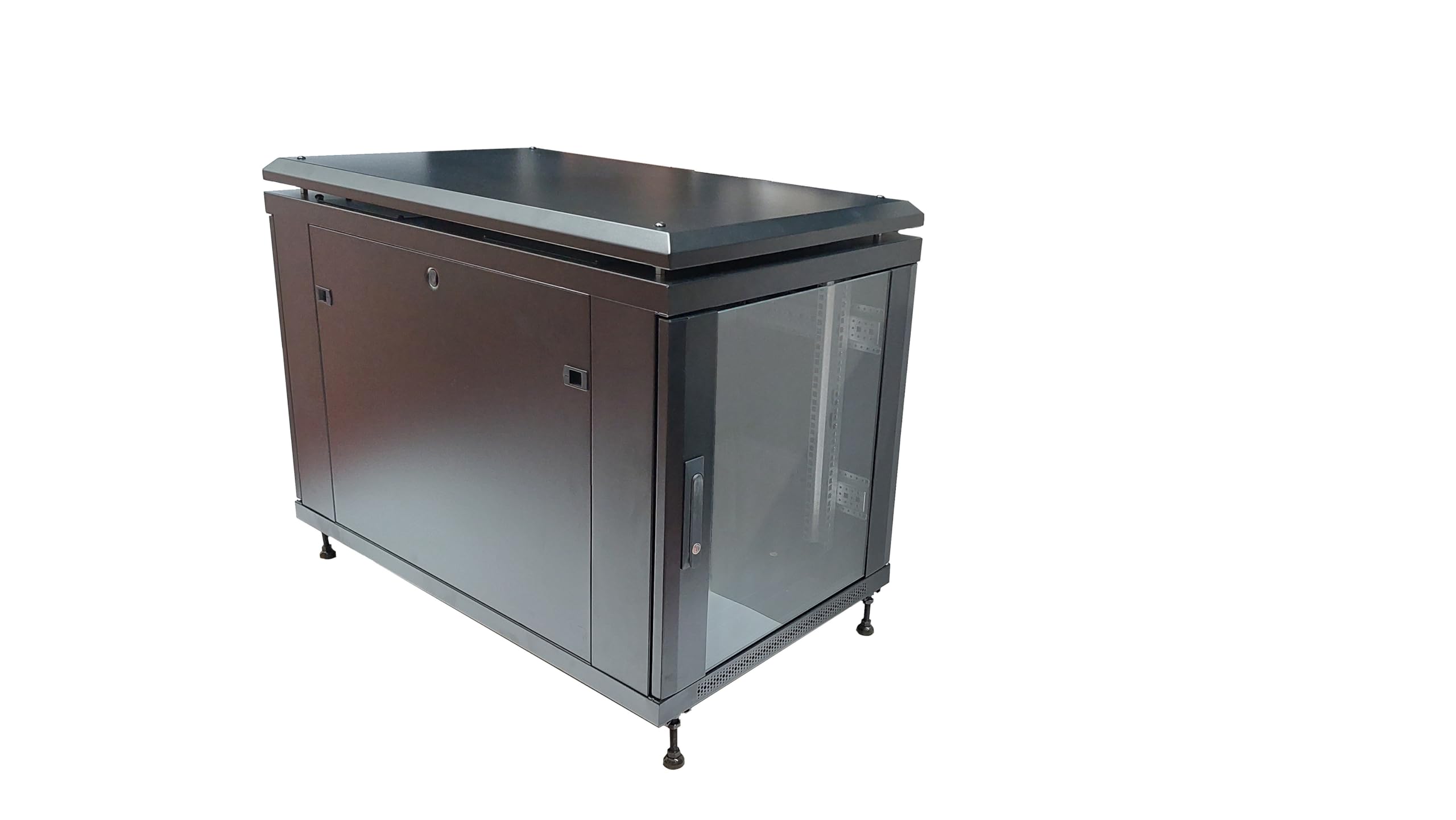 ARMADIO RACK 19" 12 UNITA' (A)700X (L)600 X PROFONDITA' 800 MM. COLORE NERO PORTA VETRO