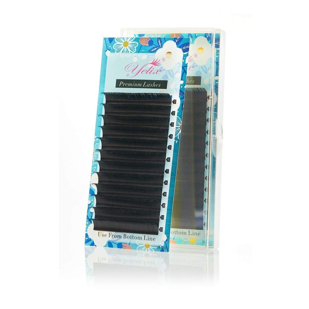 Yelix by BELLE GAGA™ Matte Black Individual Eyelash Extensions Soft and Natural False Lashes 0.12mm Thickness 14mm Length Curl D 100% handmade Russian Volume Eyelash Extension