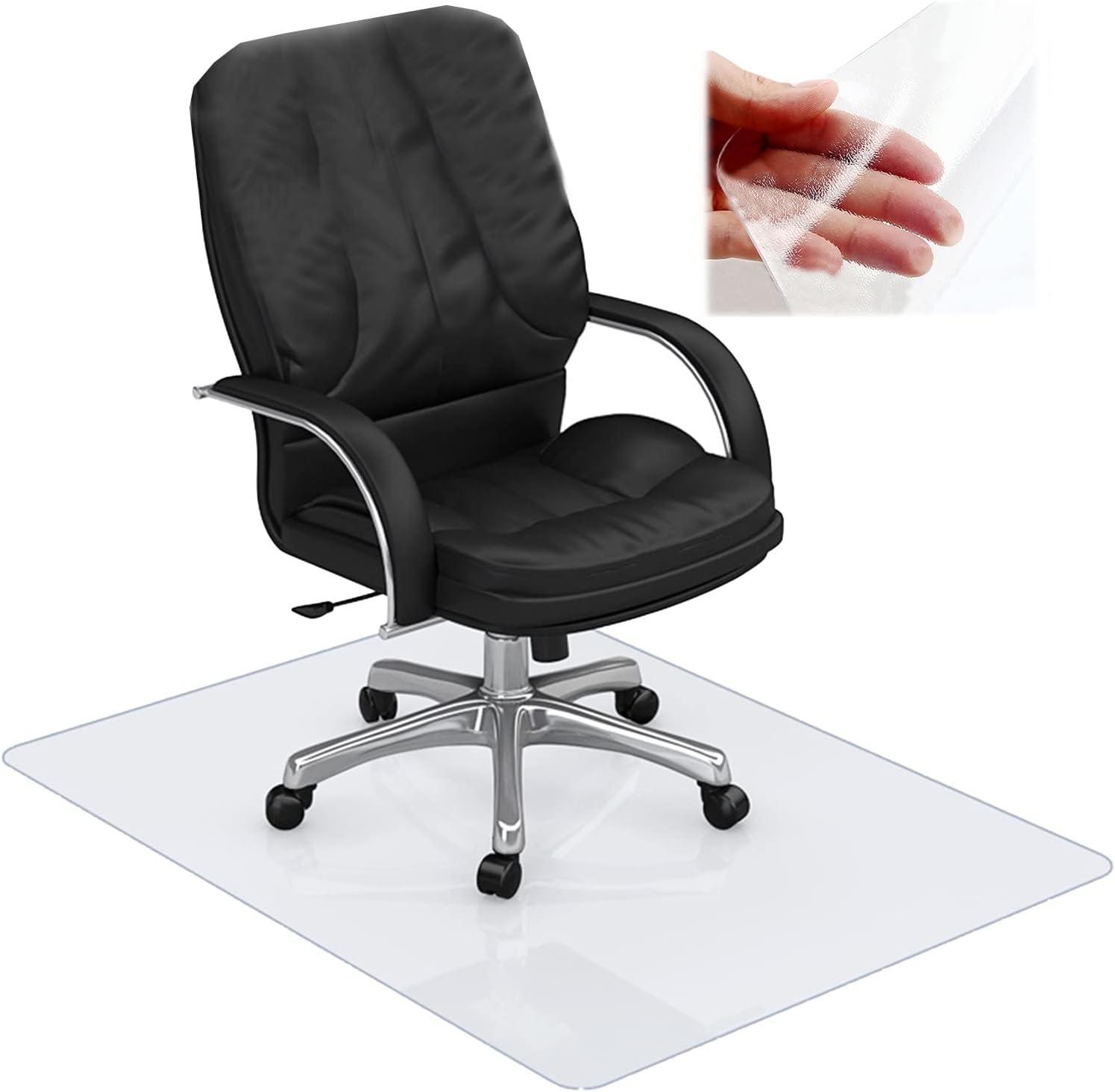 Clear Office Chair Mat, Desk Chair Mat, PVC Material, Suitable for Hardwood Board, Tile Board, Carpet Surface Protection, Home/Office/Hotel (Color : 1.6MM(B), Size : 100x150CM)