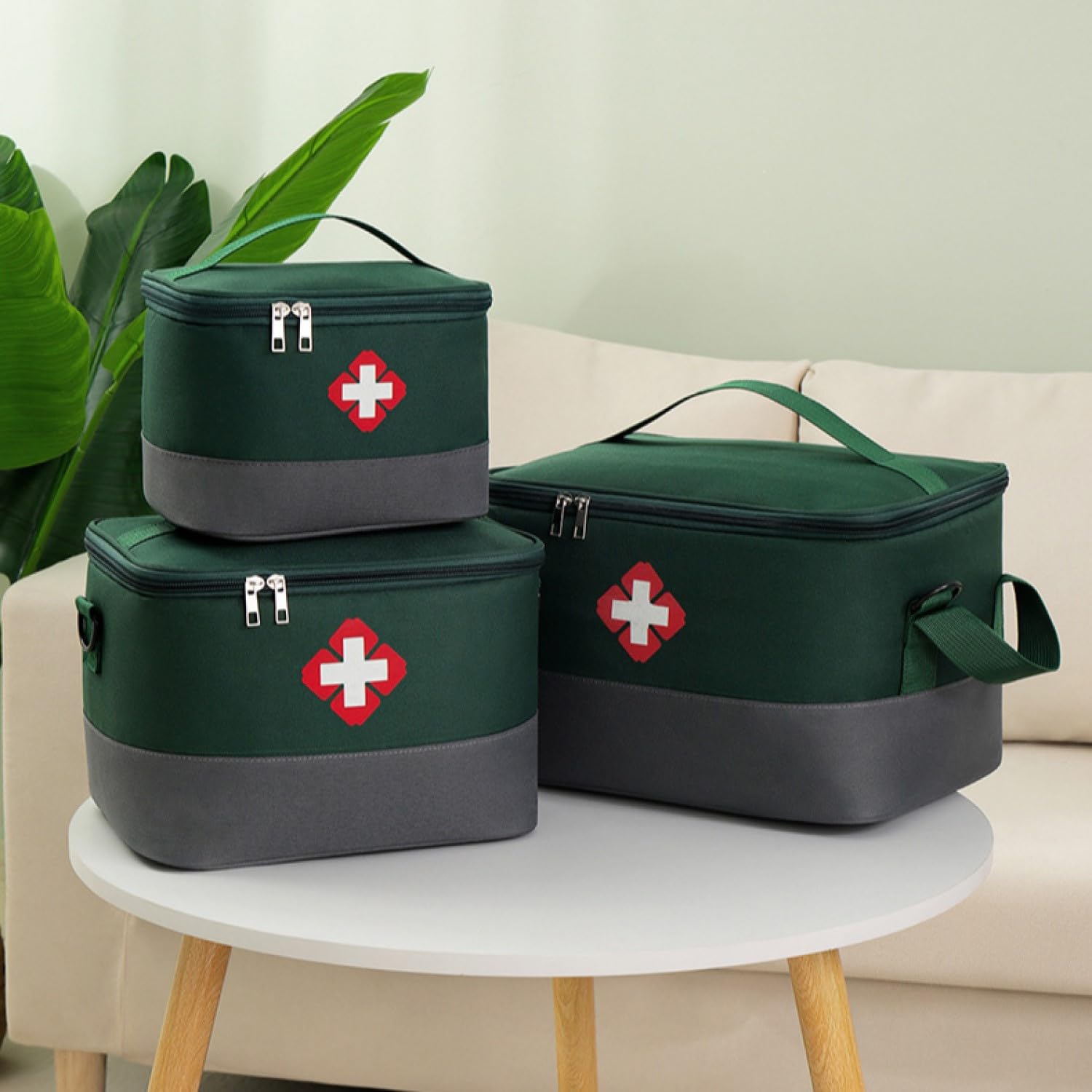 Bolsa para medicamentos, bolsa impermeable de primeros auxilios, bolsa médica de emergencia, bolsa médica impermeable con correa para el hombro, Portátil Impermeable Botiquín Médico Vacío,verde