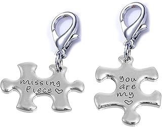 Sexy Sparkles 2-Piece Puzzle Charms – You Are My Missing Piece Clip-On Lobster Claw Clasp, Zinc Alloy Pendant for Bracelets, Necklaces, Keychains, Gifts for Friends & Loved Ones