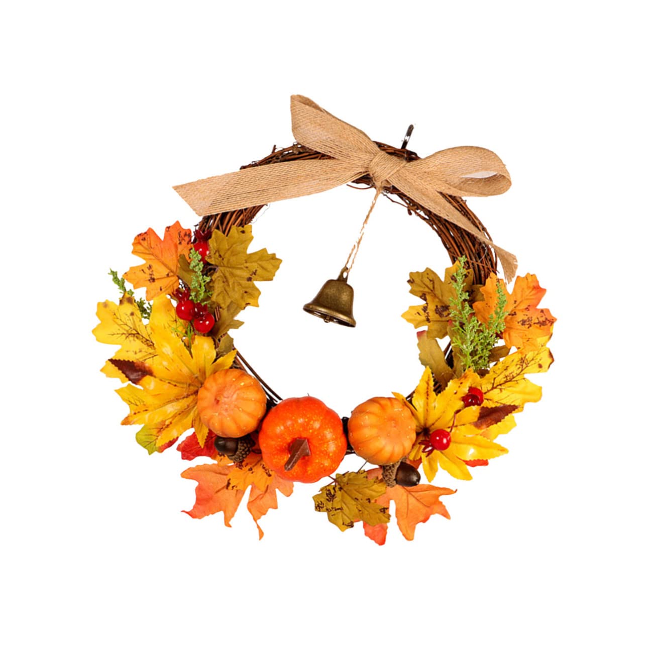 Homoyoyo Ghirlande Autunnali Artificiali 12 Pollici/ 30 Cm Rattan Maple Leaf Leaf Fall Pumpkin Raccolta Raccolta per La Porta D' ingresso Halloween Ringraziamento Del di Natale