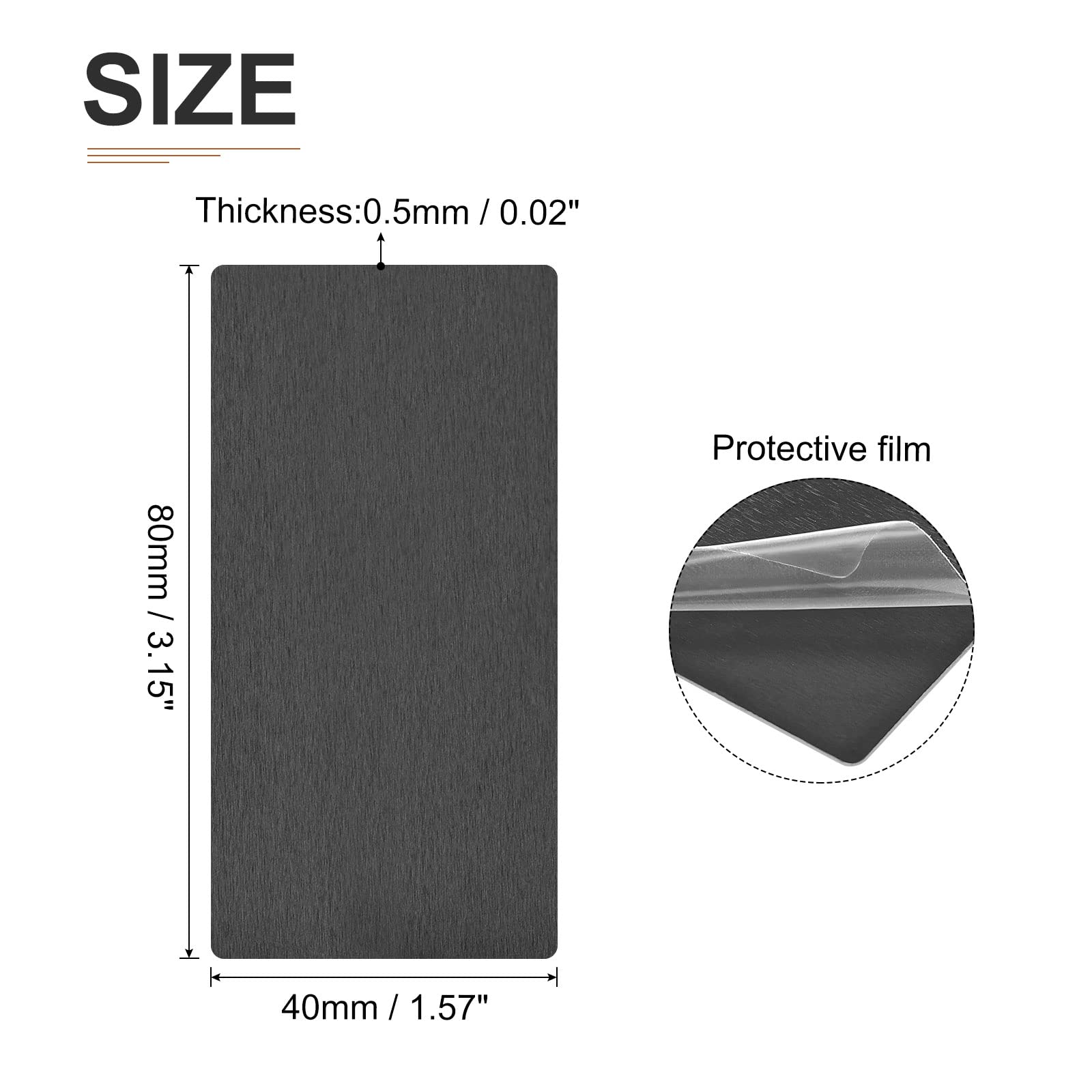 DTGN 80x40x0.5mm(LxWxT) Blank Metal Card - 15Pack - Good for Machinery - Anodized Aluminum Equipment Nameplate - Black - Image 2