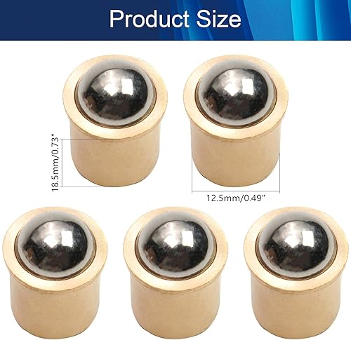 Miniatura 2 de Bettomshin 0.492 in Ball Dia Latón Galvanoplastia Puerta Gabinete Bola Catch Cierres 5 Unids