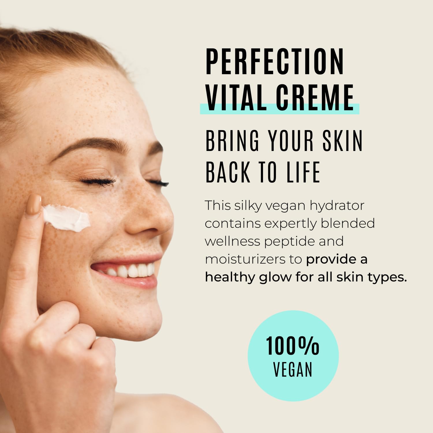 Malibu C Perfection Vital Crème - Daily Face Moisturizer for Dry Skin with Peptide & Pro Vitamin B5 - Hydrating Moisturizer for Fine Lines, Wrinkles, Dark Circles & Puffiness (1.69 oz)