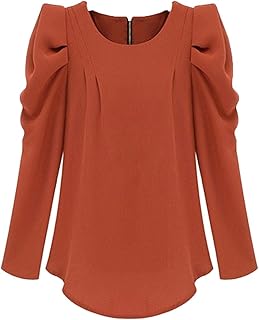 Camisa de gasa de manga larga, color rojo óxido, talla XL