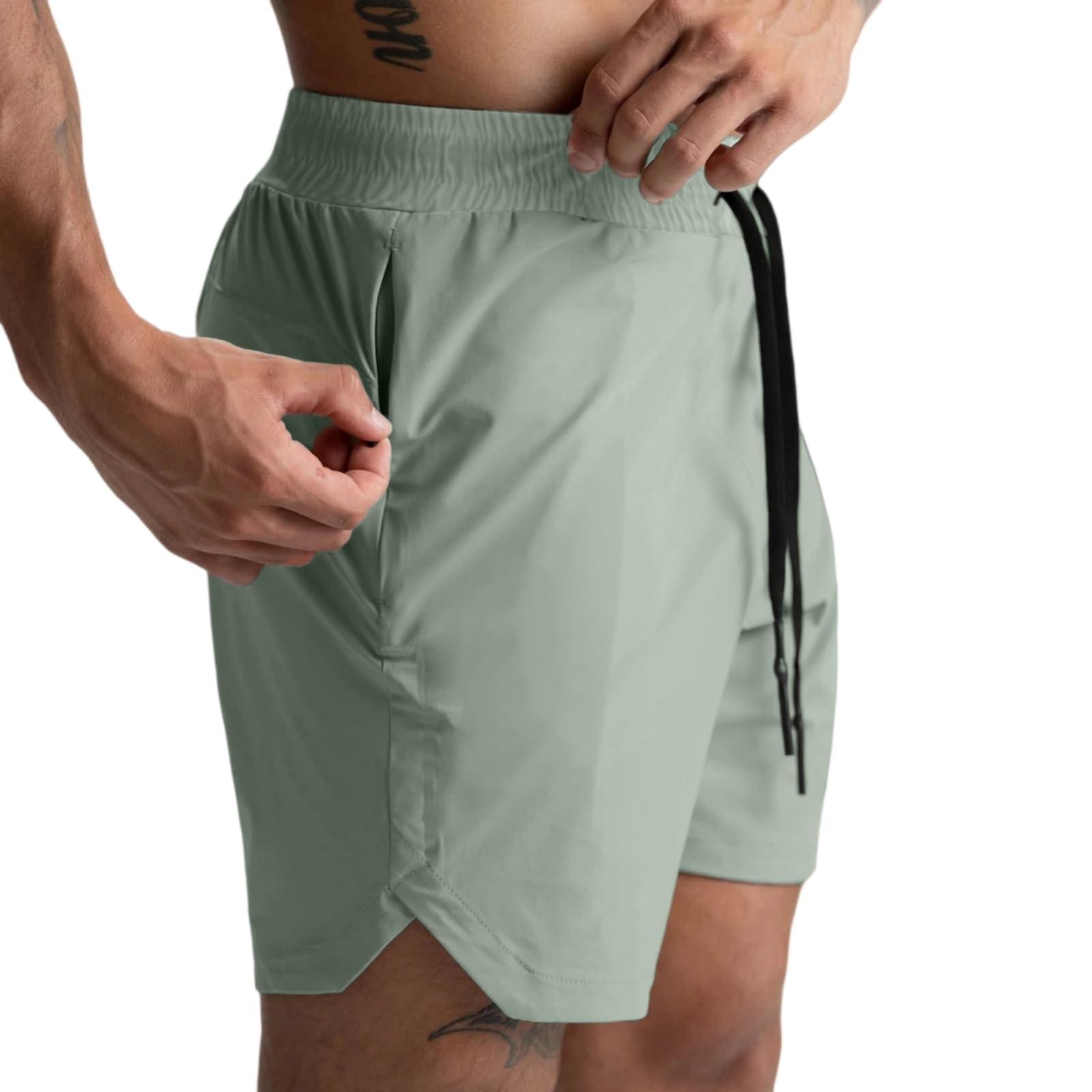 Short homme de sport vert taille M en tissu single tissé fluide