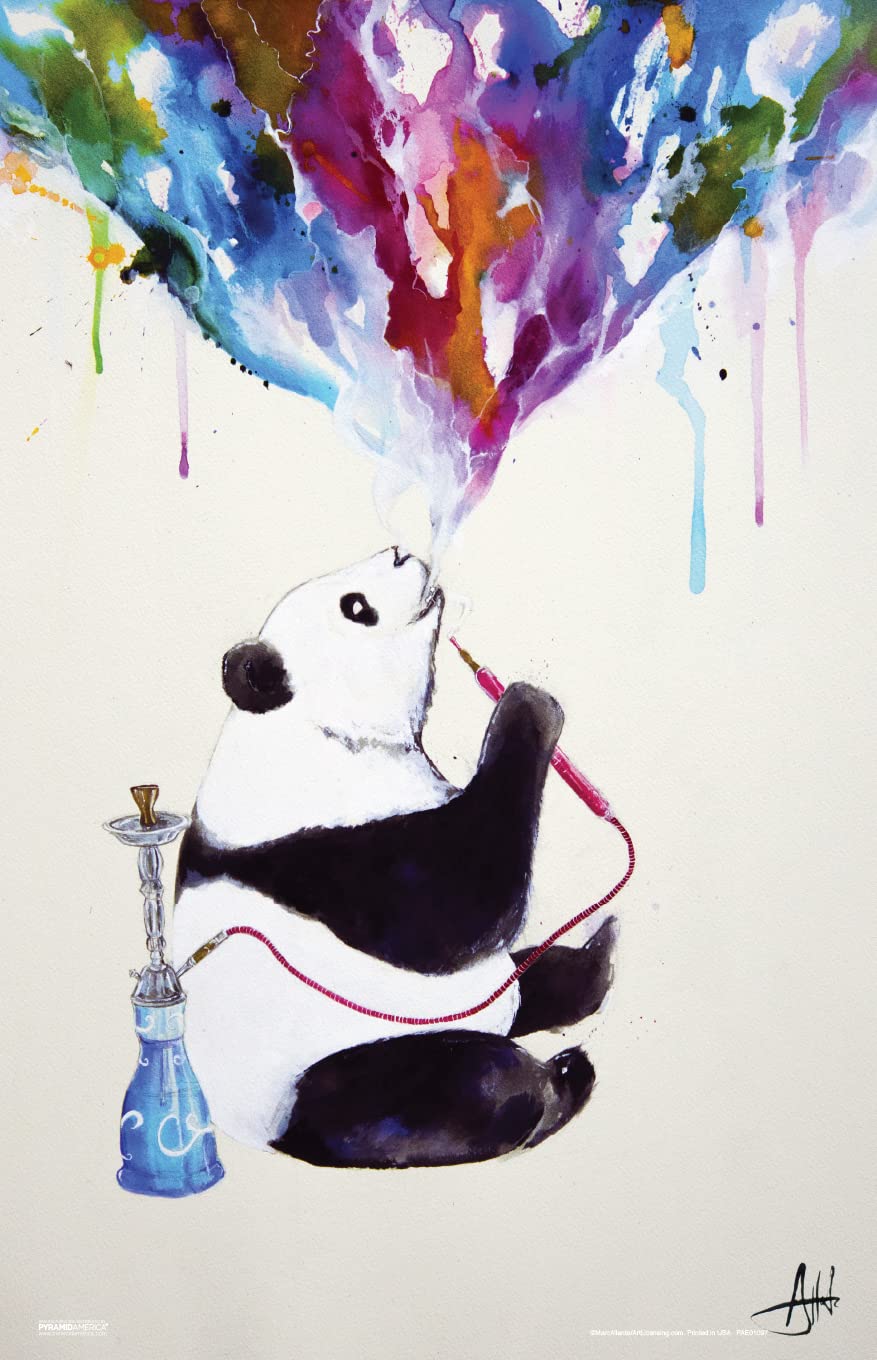 Pyramid America Panda Bear Hookah 11x17 Poster Print