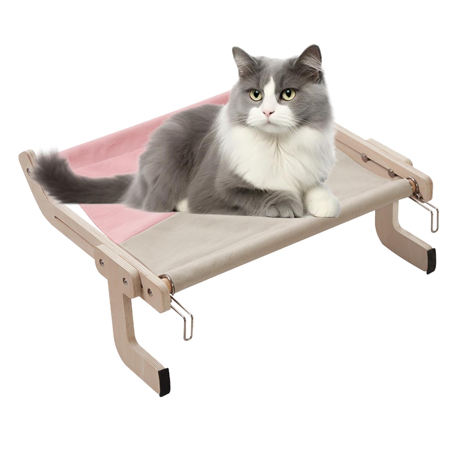 Wyttuubv Hamaca para Gato para Ventana, Cama con Ventana para Gato | Cama para Gatos Interior para Ventana | Hamaca inalámbrica para Gatos, Asiento de Ventana para Gatos de Interior, Cama de Madera