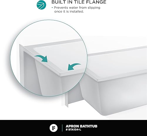 Miniatura 109 de Fine Fixtures Acrílico, bañera de fibra de vidrio con delantal integral frontal en blanco brillante, drenaje a mano derecha, 48 x 32 pulgadas