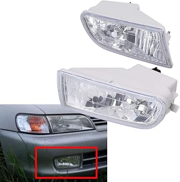 Compatible with 1993-1997 Toyota Corolla Pair LH+RH Clear Lens Fog Light Lower Bumper Fog Lamp Halogen Bulb