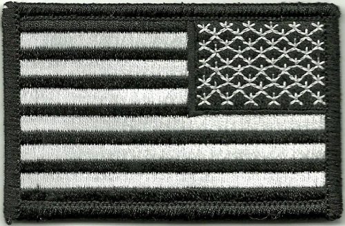 Tactical Reverse USA Flag Patch - Black & White