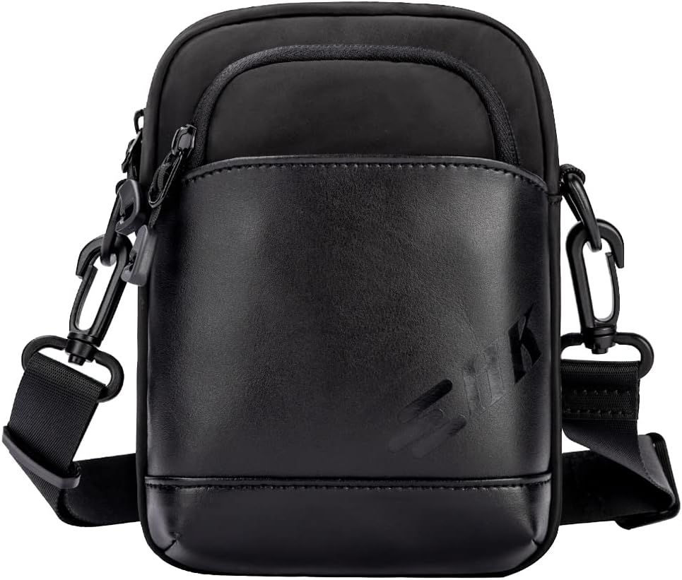 HebetagSmall Leather Shoulder Bag Crossbody Pack for Men Outdoor Travel Business