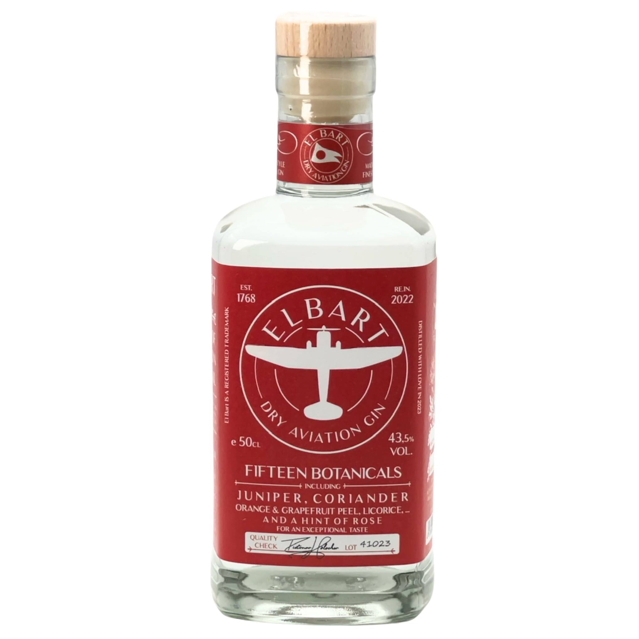 El Bart | Dry Aviation Gin | Authentischer, unverfälschter Gin mit Zitrusnoten | Purer Genuss | Perfekter Allrounder für Kenner, Genießer & Einsteiger | In der Sammlerflasche | 43,5% VOL, 500ml