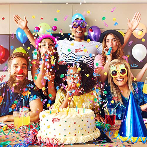 Image of WILLBOND 3000 Pieces Birthday Confetti Metallic Foil Balloon Cake Star | Happy Birthday Table Scatter, Glitter Confetti with Cake Balloon Star, Party Supplies for Baby Shower Carnival DIY
