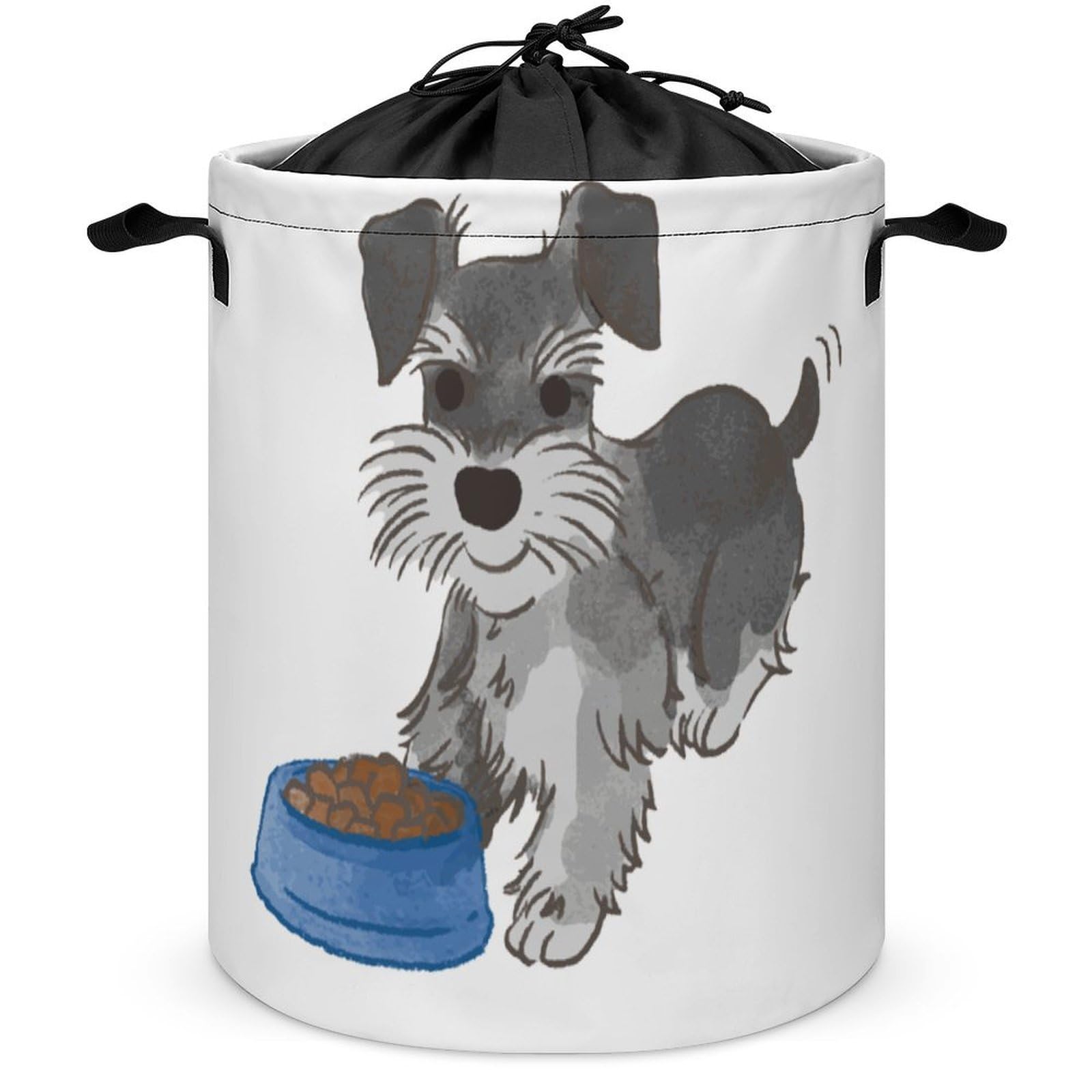 Wlntrophic Drawstring Laundry Hamper, Schnauzer Dog Laundry Basket, Washing Basket with Handle