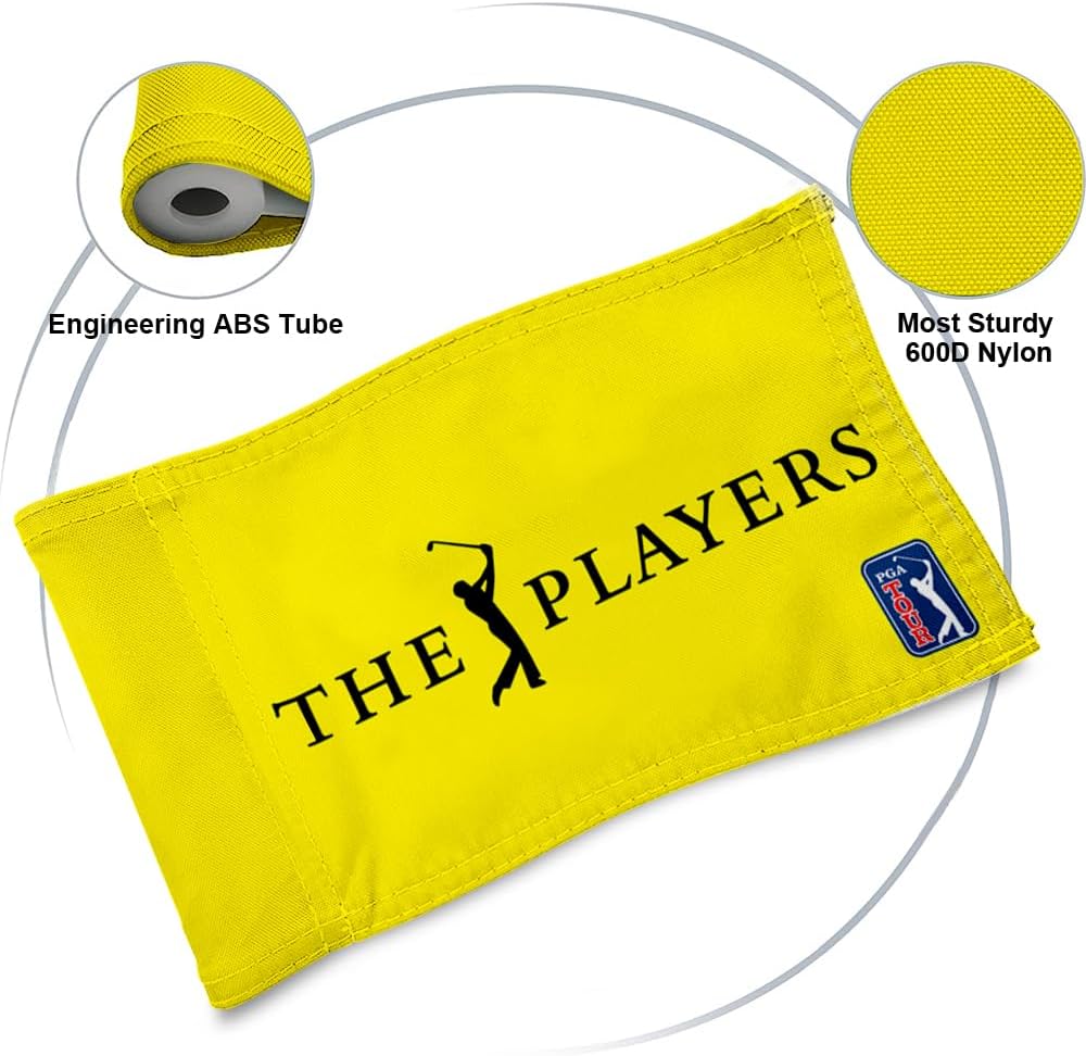 Golf Players Golf Pin PGA Flag Practic Putting Green Golf Flag For Backyard Garden Double-Sewn 600D Nylon Miniature Pin Flag Regulation Tube Flag (Yellow 20"x13")