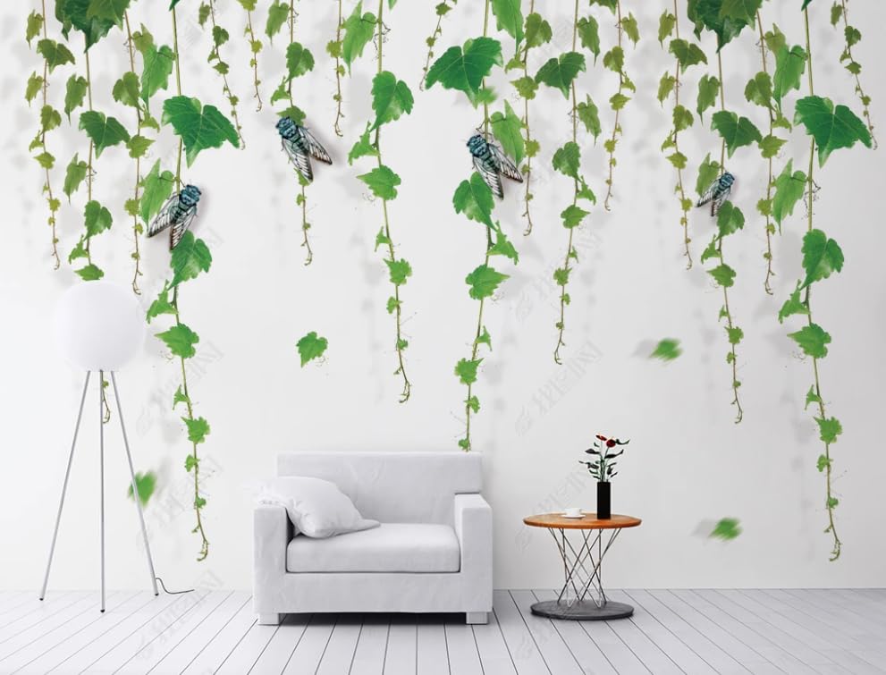 Papier Peint Intissé Vigne Verte pour Rénover un Mur Terne