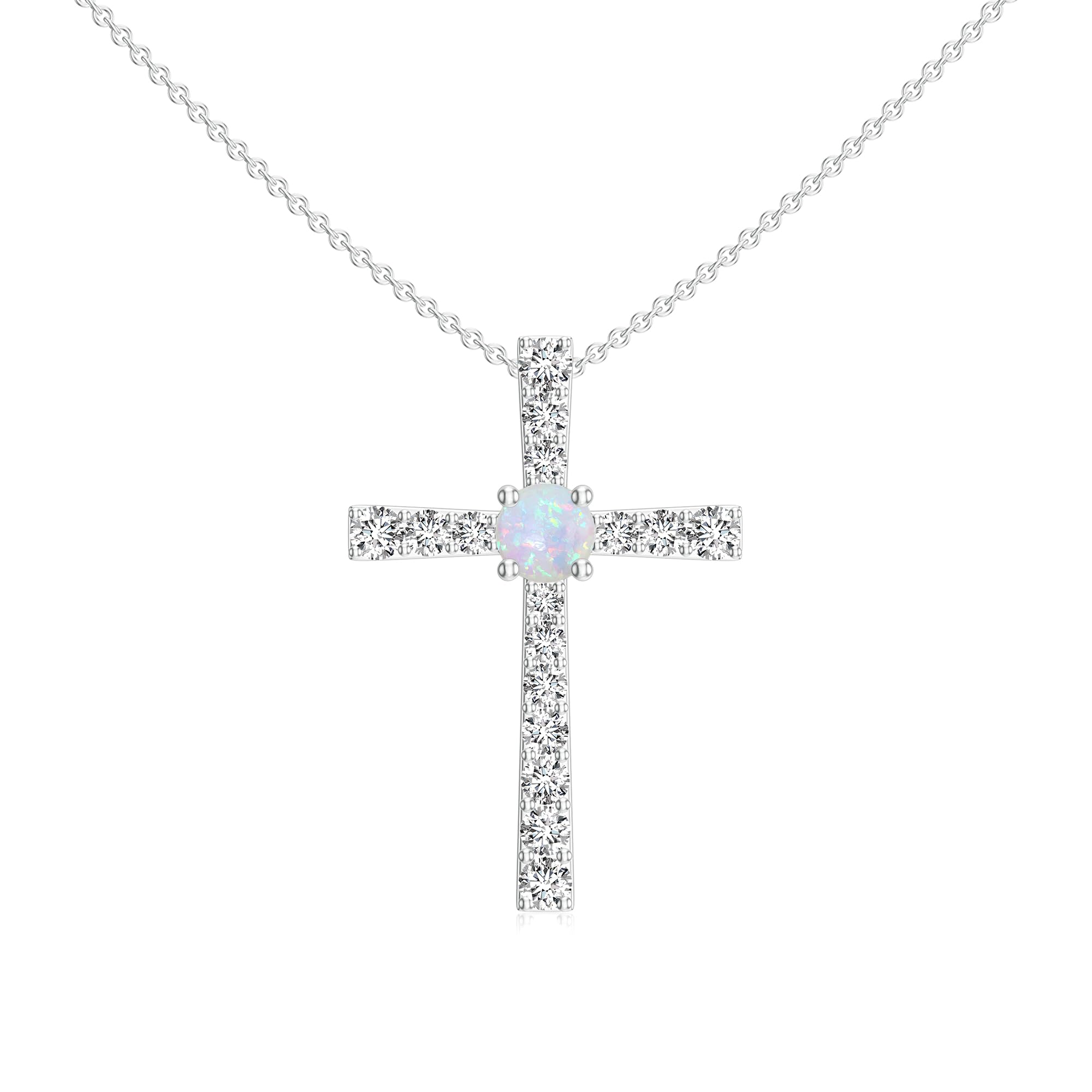 Gold Plated/ 925 Sterling Silver Cross Pendant Necklace with Moissanite Gemstone Pendant for Women Birthstone Jewelry for Wedding anniversary with Complementary Chain-image-21