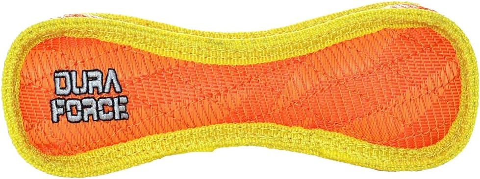 DuraForce Junior Bone Tiger Dog Toy, Orange/Yellow