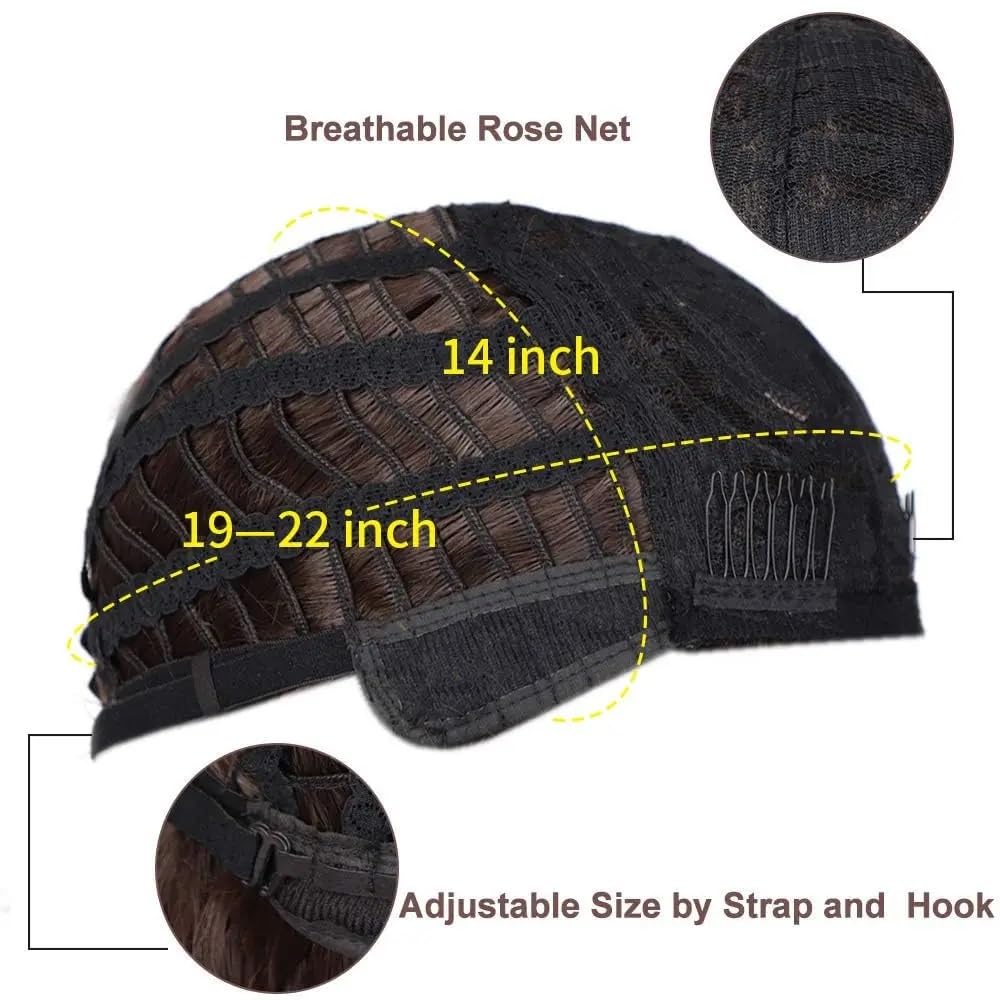 Parrucca Corta Ondulata Castana Naturale Con Frangia, Lunghezza Spalle Da Donna, Capelli Sintetici Ricci E Resistenti Al Calore, For L'uso Quotidiano Alle Feste per Donne Affascinanti