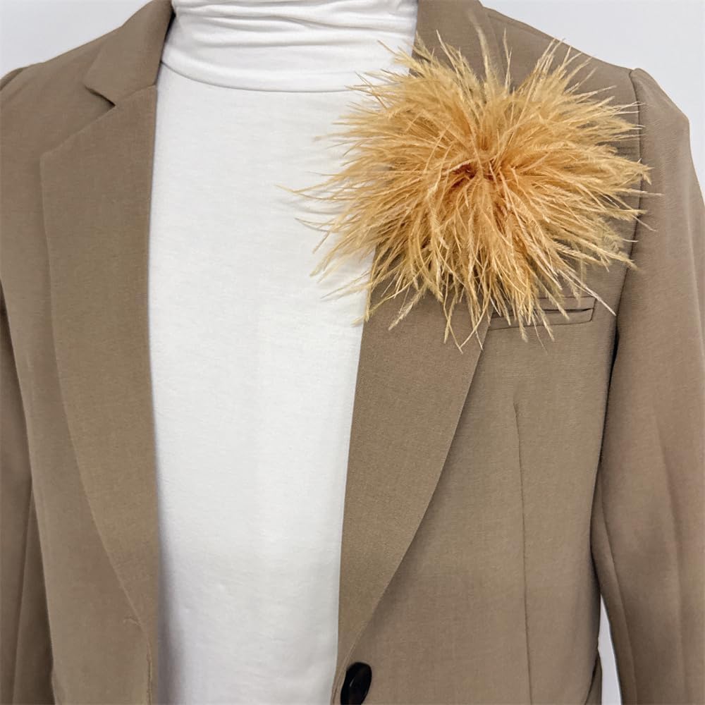 Dainty Feather Flower Large Brooch Pin for Women Men Elegant Oversized Floral Lapel Pins Shawl Dress Suit Clothes Accessories Wedding Party Dance Banquet Fashion Jewelry 150mm