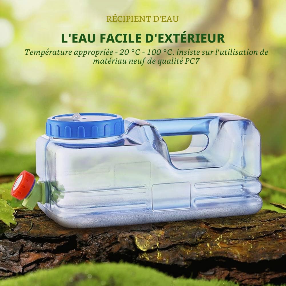 10L Jerrican Alimentaire Camping, Reservoir Eau Seau avec Robinet, Grande Capacité Bidon d'eau avec Poignée, Bouilloire Qualité Alimentaire, Bouteille d'eau Multifonctionnelle Réutilisable (10L A)