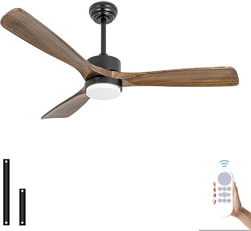 Ventiladores de techo de 52 pulgadas con luces y control remoto, ventiladores de techo para interiores y exteriores, granja, temporizador, 6