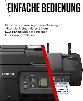 Canon PIXMA G4570 MegaTank 4in1 Multifunktionsgerät DIN A4 (Scanner Kopierer Drucker Fax ADF Farbtintenstrahldrucker USB WLAN Print App Cloud LC Display) schwarz/grau