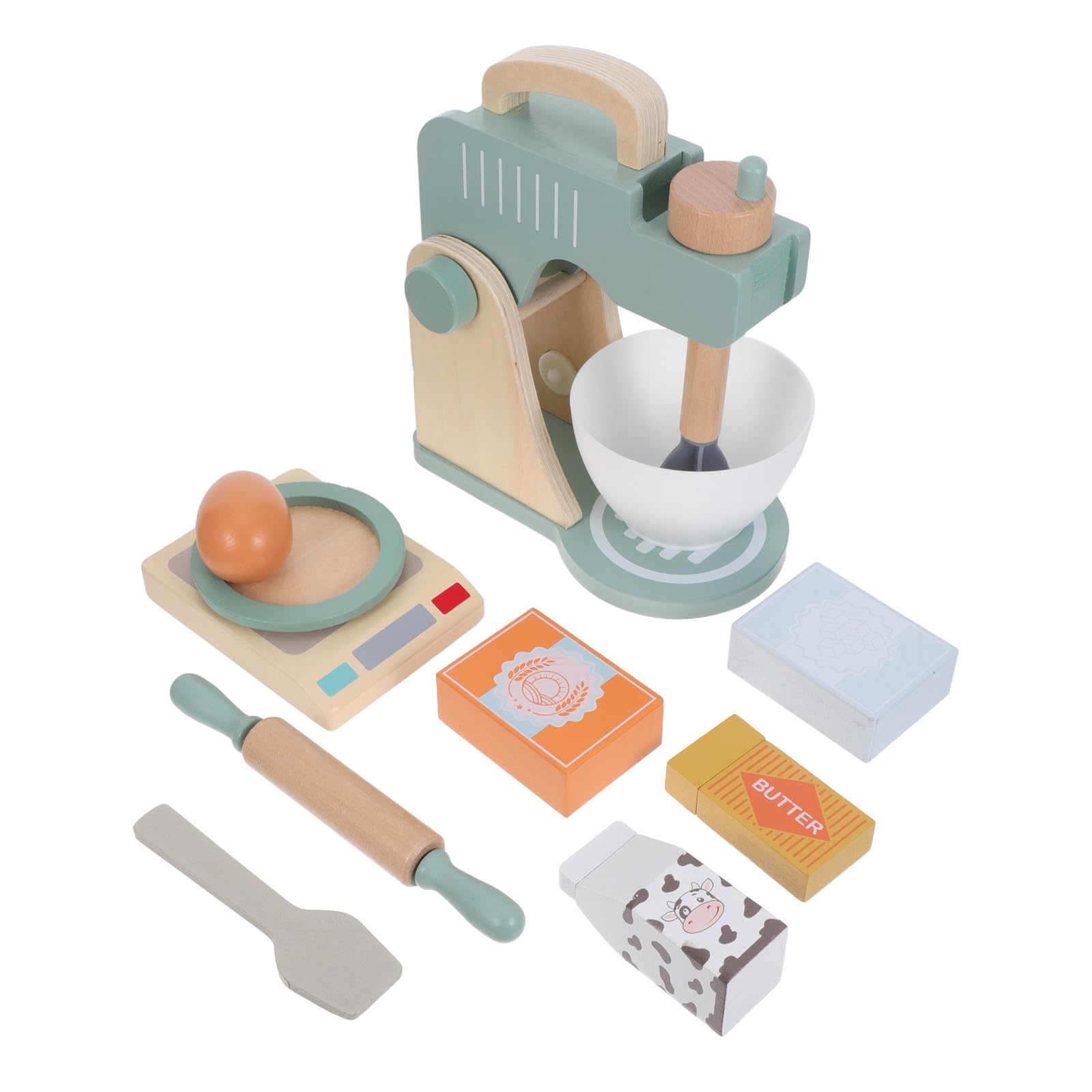 Alasum Set da Cucina Giocattolo in Legno Frullatore Manuale e Accessori Essenziali, per Gioco Immaginativo e Apprendimento Montessori