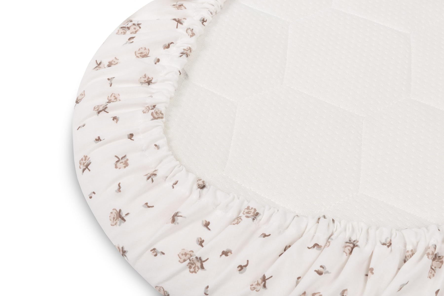Lenzuolo con Angoli per Carrozzina - Cotone per Neonati - Lenzuolo Morbido e Traspirante per la Pelle Delicata del Bambino - Regalo per la Nascita - 35 x 75 cm, Beige, Rosa