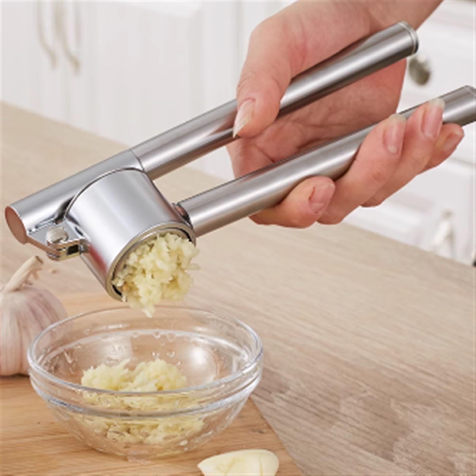 Prensa para ajos, Pelador de ajos, trituradora fácil apretar, manual portátil, apto for lavavajillas, herramienta cocina inoxidable(19.7cm)