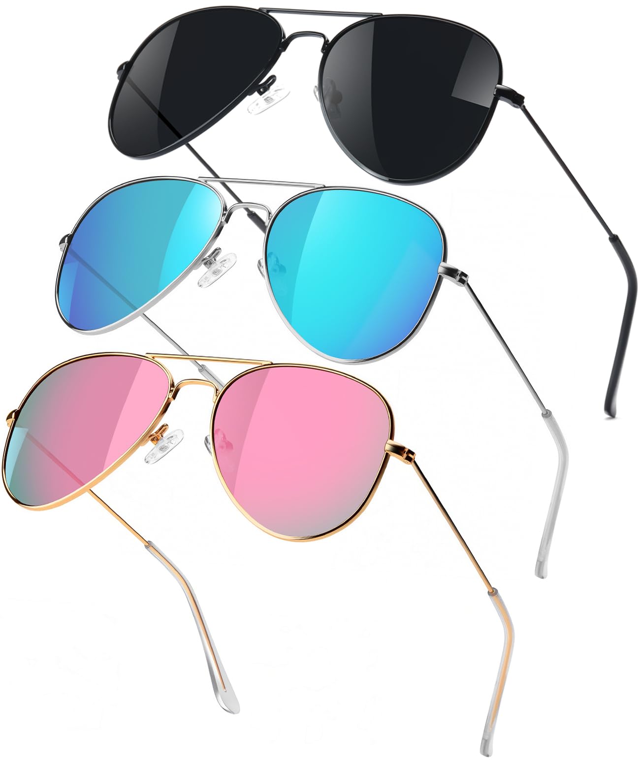 SEKKAF Gafas de sol polarizadas estilo aviador para niños y niñas, clásicas, ligeras, con marco de metal, lentes de protección UV400