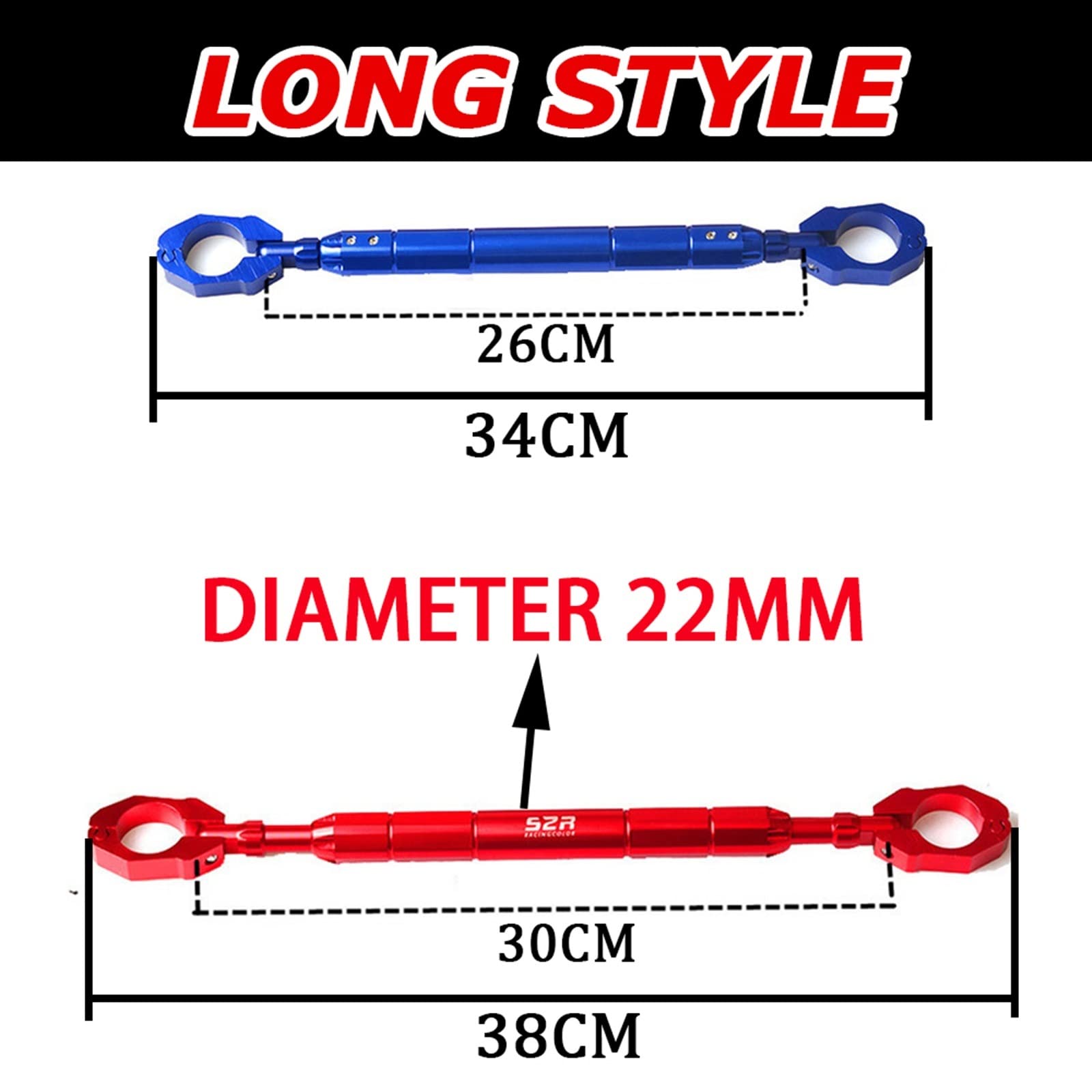 Barre D'équilibre De Moto Barre Transversale De Guidon pour Honda DAX ST125 St 125 St DAX125 125ST 2022 2023 (Couleur : Short Red, Taille : 1)