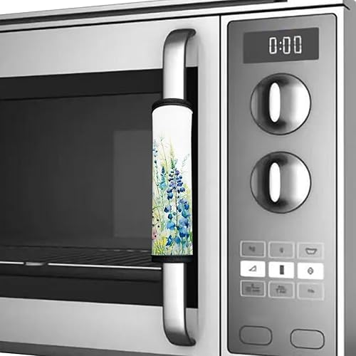 Vista 45 de Juego de 6 fundas protectoras para manijas de puerta de refrigerador con diseño de esqueleto divertido, guantes de cocina para nevera, microondas