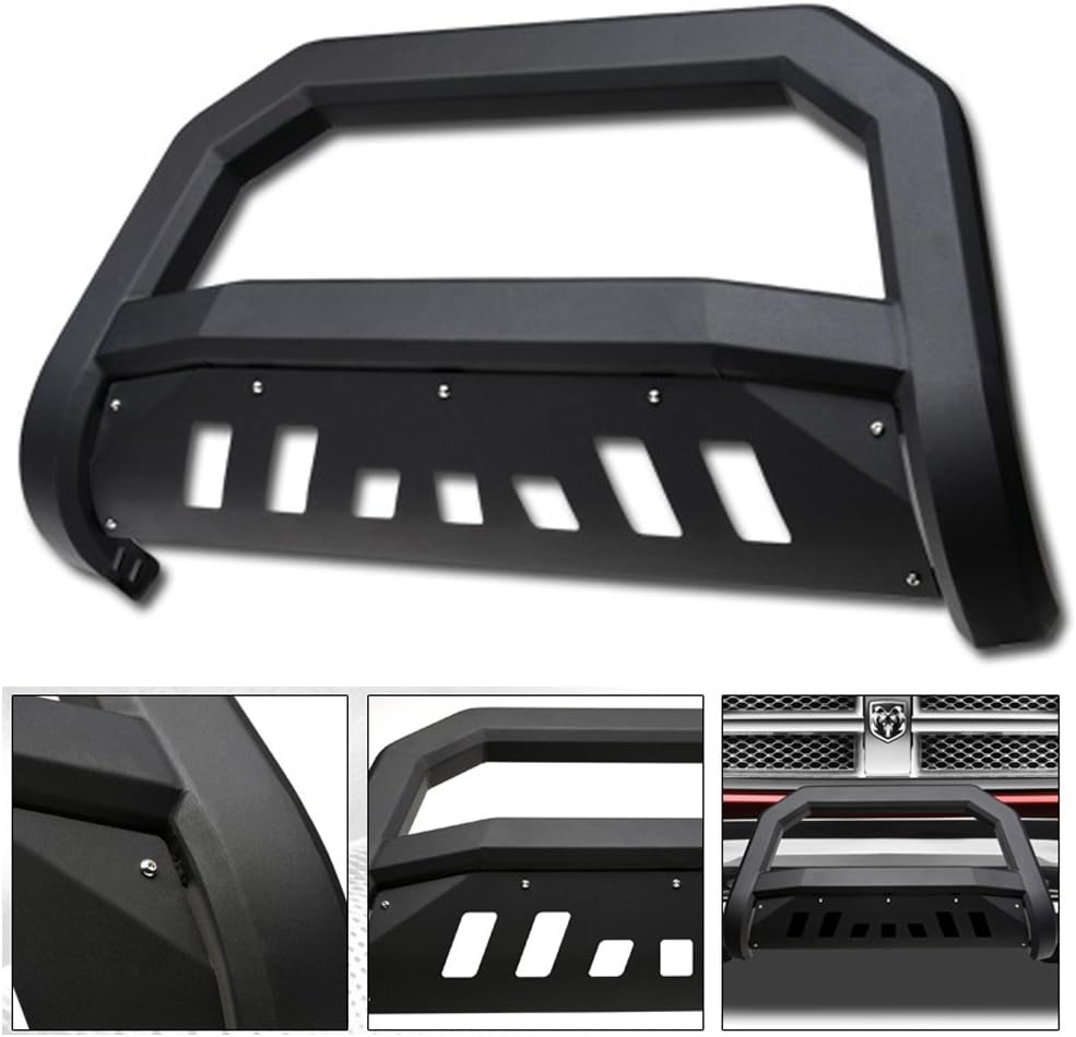 2009-2018 Dodge Ram 1500 - Matte Black AVT Edge Bold Series Bull Bar Brush Push Front Bumper Grill Grille Guard with Skid Plate