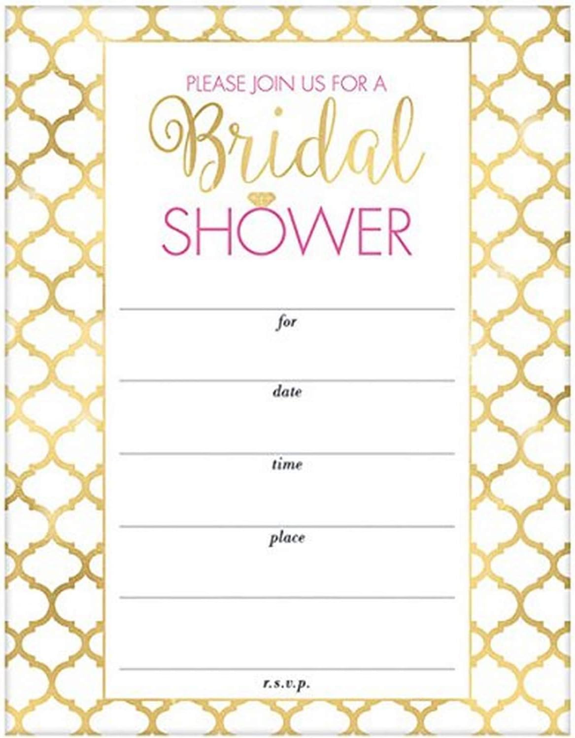 Multicolor Cardstock Bridal Shower Value Pack Invitations (6"x4") 20 Count Unique