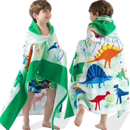 Miniatura 8 de Toalla de playa de baño con capucha, para bebés, niños y niñas de 3 a 12 años, tamaño extra grande, 50 x 30 pulgadas, algodón absorbente súper
