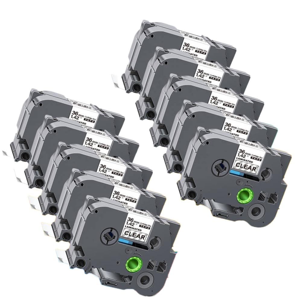 10er-Pack TZe161 36 mm laminiertes Etikettenband, kompatibel mit Brother TZE Clear Tape TZ161 Etikettierer